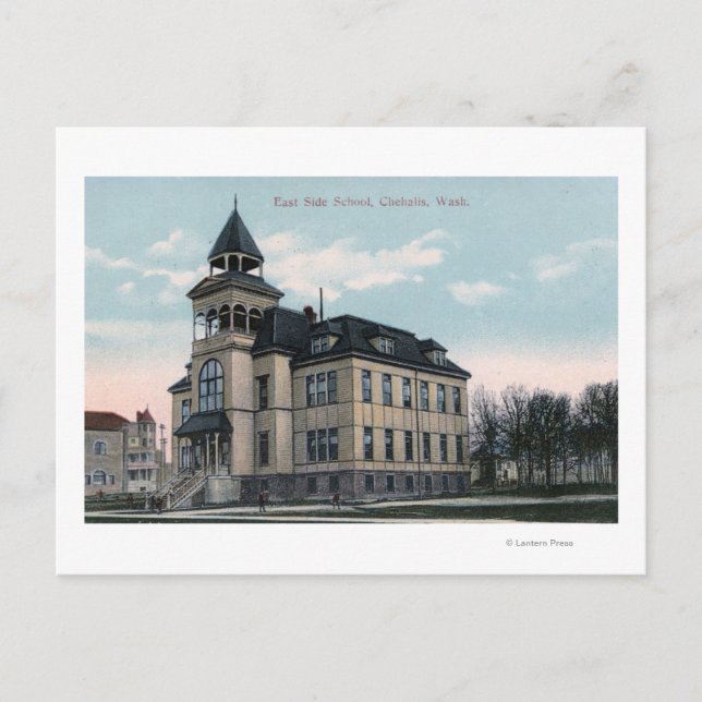 Außenansicht der East Side School Bldg Postkarte (Vorderseite)