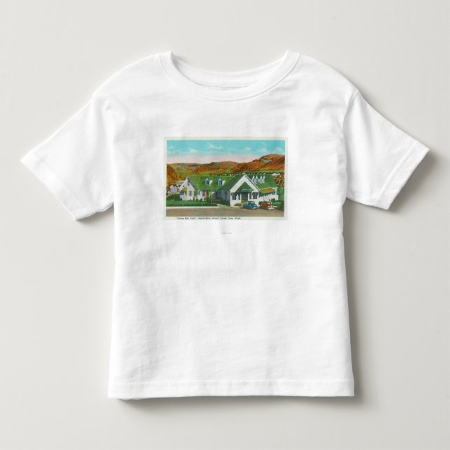 Außenansicht der grünen Hütte Caf� Kleinkind T-shirt (Vorderseite)