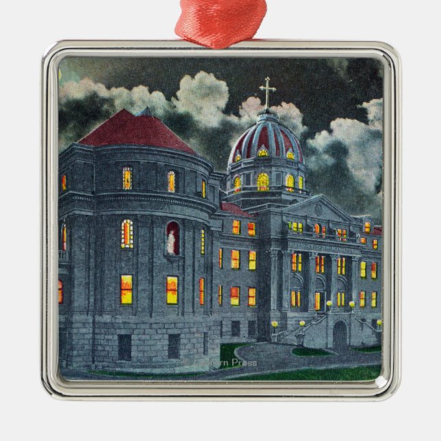 Außenansicht der heiligen Namen-Akademie Gbd an Silbernes Ornament (Vorne)