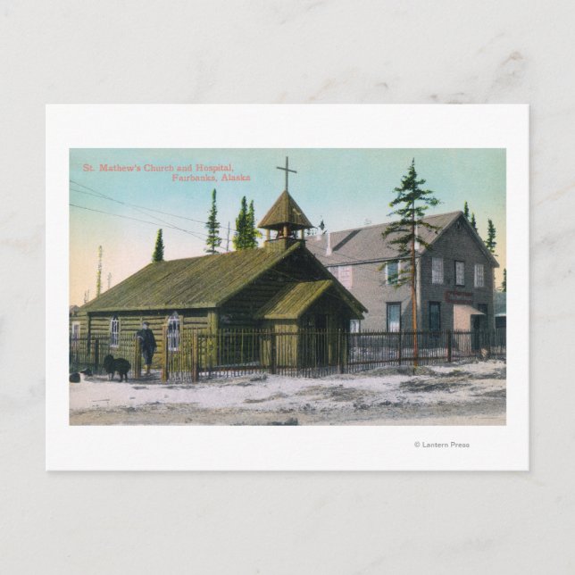 Außenansicht der Kirche St. Mathew und Postkarte (Vorderseite)