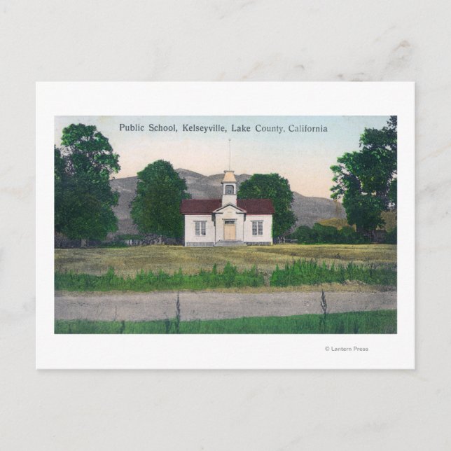 Außenansicht der öffentlichen Schule Postkarte (Vorderseite)