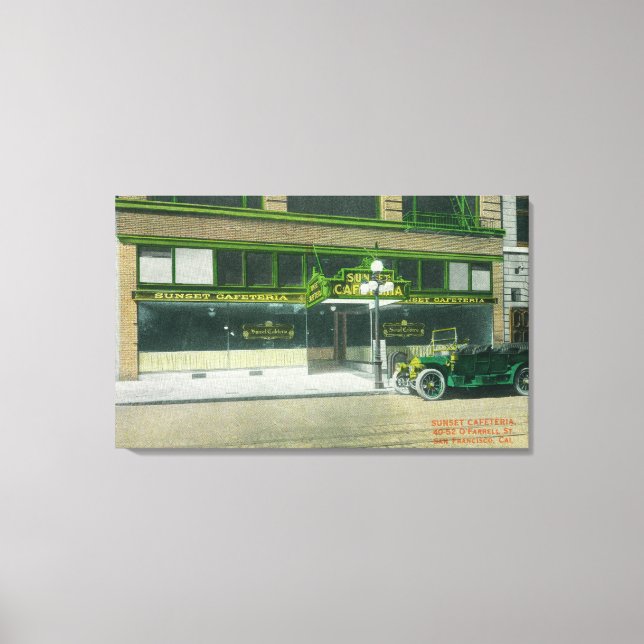 Außenansicht der Sunset Cafeteria Leinwanddruck (Vorderseite)