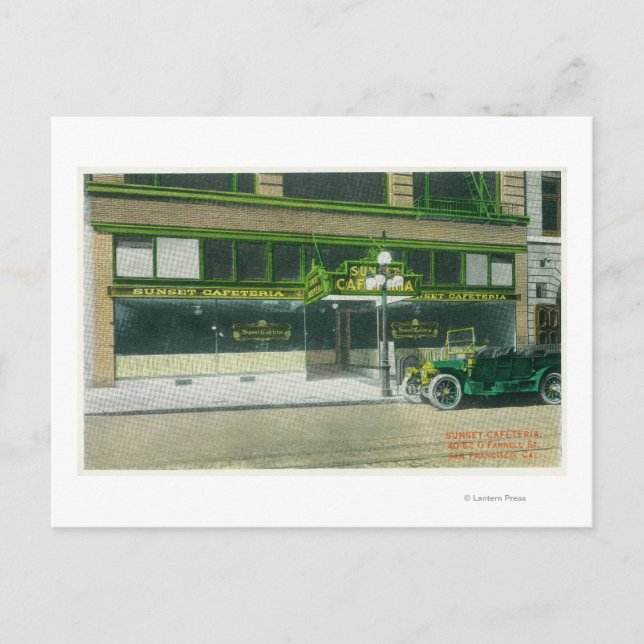 Außenansicht der Sunset Cafeteria Postkarte (Vorderseite)