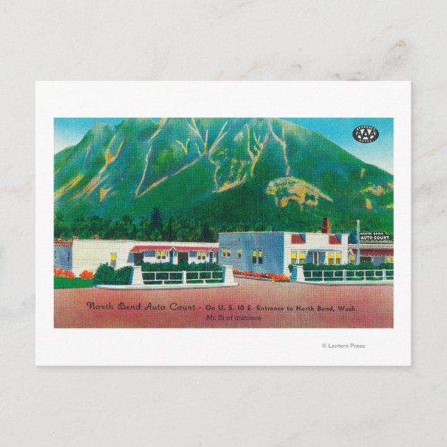 Außenansicht des Auto Court of North Bend Postkarte (Vorderseite)