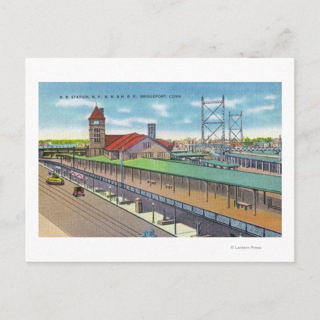 Außenansicht des Bahnhofs Postkarte (Vorderseite)