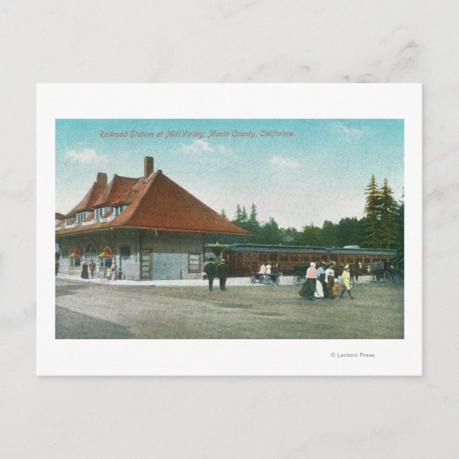 Außenansicht des Bahnhofs Postkarte (Vorderseite)