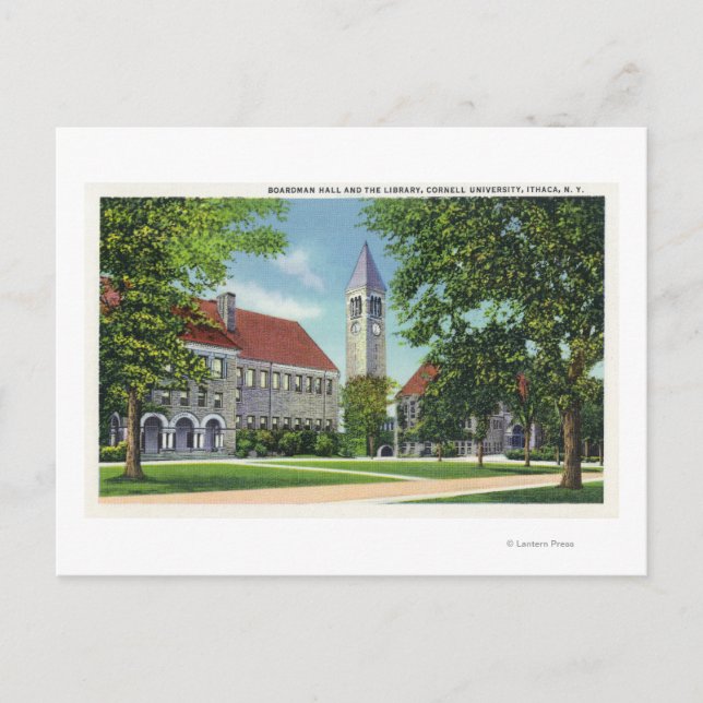 Außenansicht des Boardman Hall und der Bibliothek Postkarte (Vorderseite)