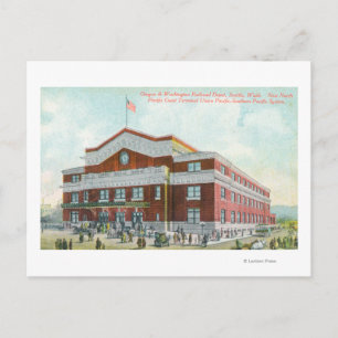 Außenansicht des Eisenbahnlagers OR-WA Postkarte