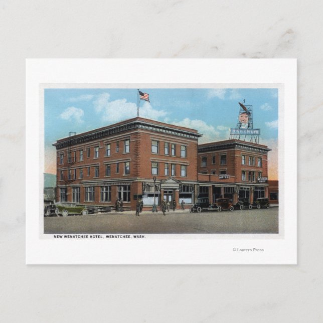 Außenansicht des neuen Wenatchee Hotels Postkarte (Vorderseite)