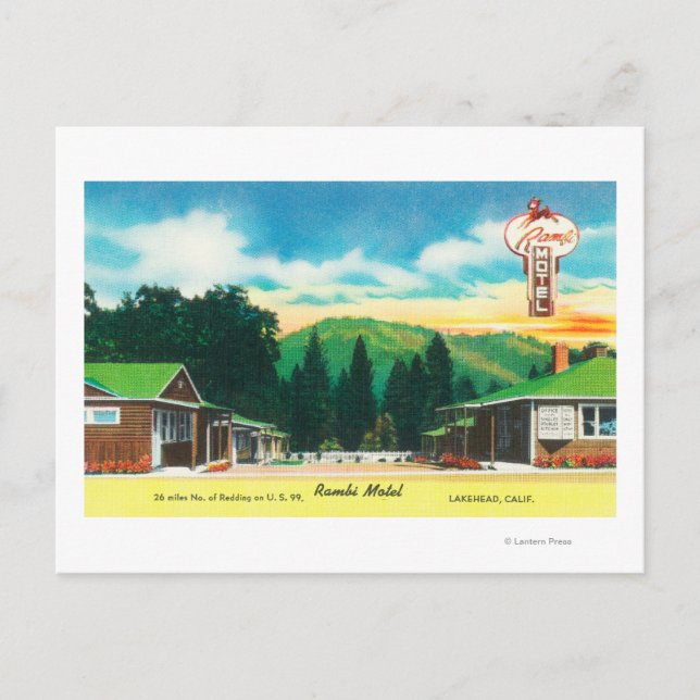 Außenansicht des Rambi MotelLakehead, CA Postkarte (Vorderseite)