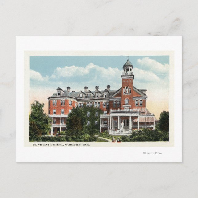 Außenansicht des St. Vincent Hospital Postkarte (Vorderseite)