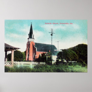 Außenansicht einer katholischen Kirche Poster