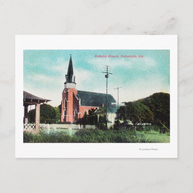Außenansicht einer katholischen Kirche Postkarte (Vorderseite)