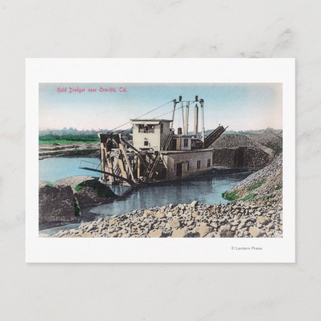 Außenansicht eines Goldenen DredgerOroville, CA Postkarte (Vorderseite)