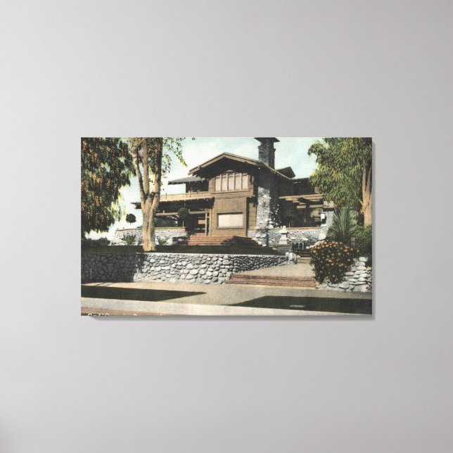 Außenansicht eines kalifornischen Bungalows Leinwanddruck (Vorderseite)