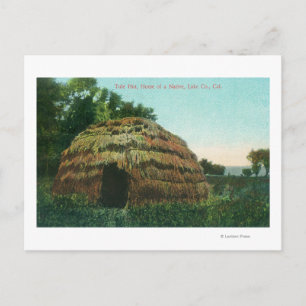 Außenansicht eines Tule HutLake Landkreis, CA Postkarte