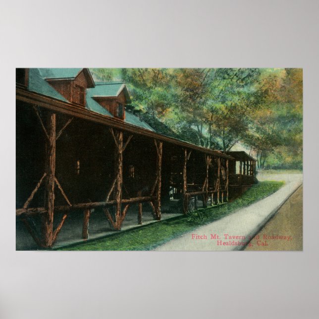 Außenansicht Fitch Mt. Taverne und Straße Poster (Vorne)