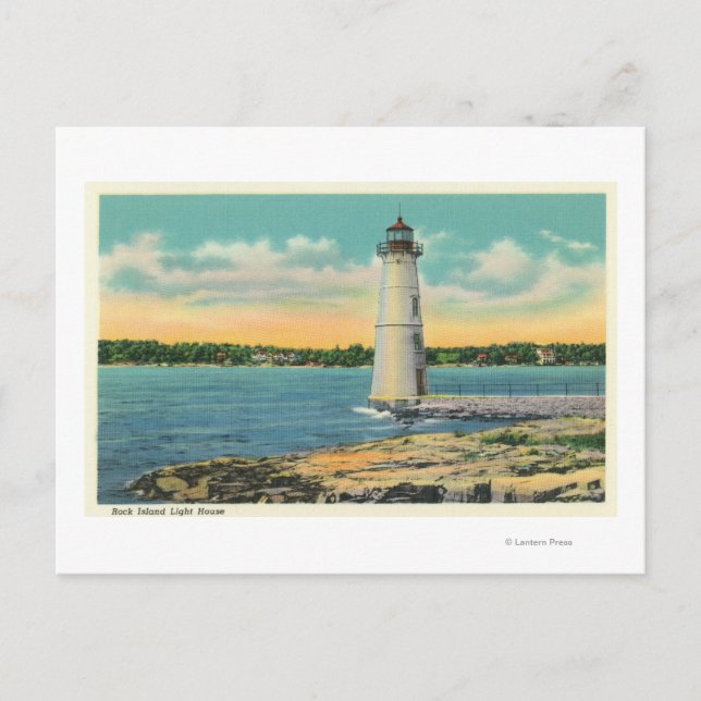 Außenansicht Rock Island Leuchtturm Postkarte (Vorderseite)
