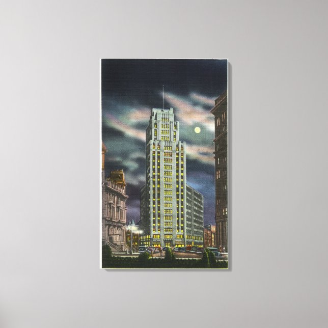 Außenansicht Staat Tower Gebäude bei Nacht Leinwanddruck (Vorderseite)