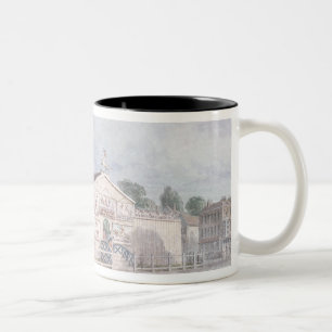 Außenansicht von Astleys Amphitheatre, 1777 Zweifarbige Tasse