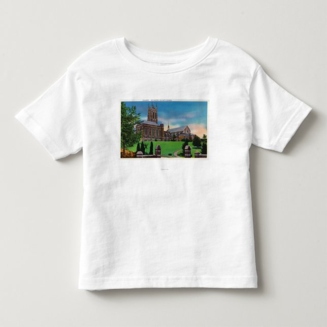 Außenansicht von Colgate-Theologischer Fakultät Kleinkind T-shirt (Vorderseite)