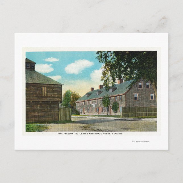 Außenansicht von Fort Weston und Blockhaus Postkarte (Vorderseite)
