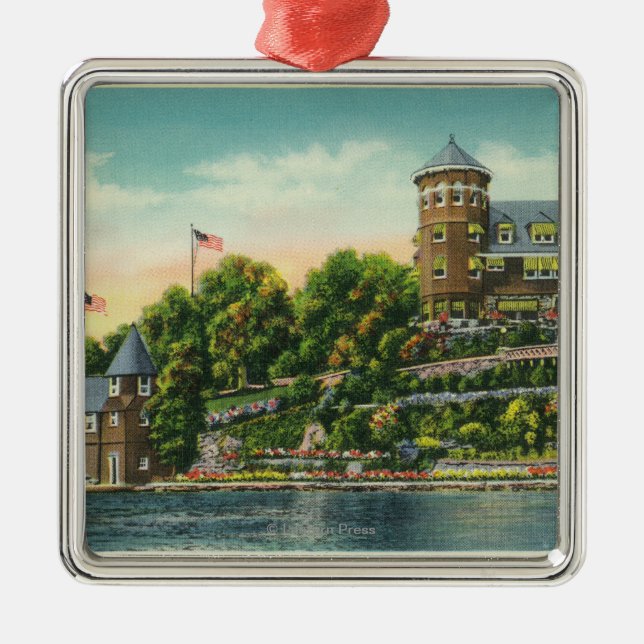 Außenansicht von Hopewell Hall Silbernes Ornament (Vorne)