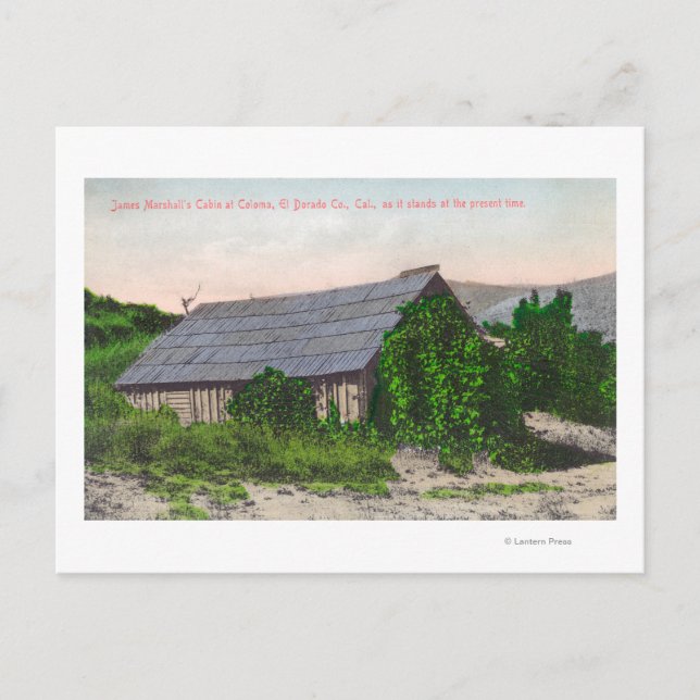 Außenansicht von James Marshall Cabin Postkarte (Vorderseite)