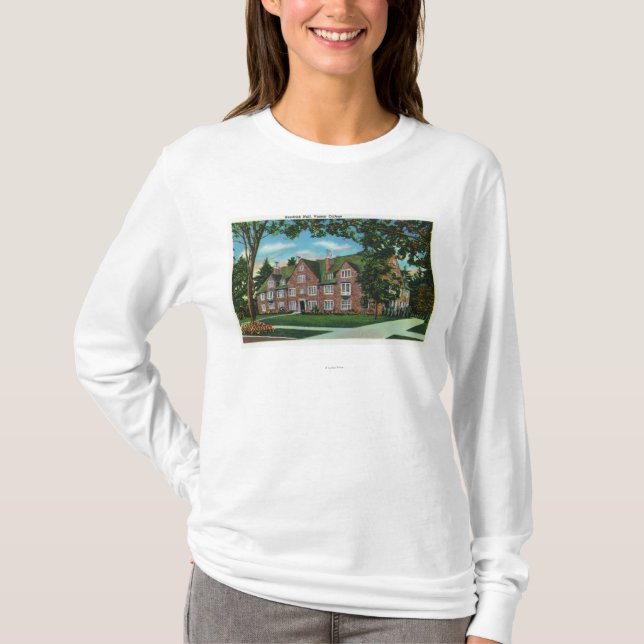 Außenansicht von Kendrick Hall, Vassar Uni T-Shirt (Vorderseite)