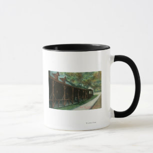Außenansicht von Taverne und von Fahrbahn Fitchs Tasse