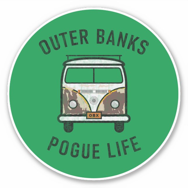Außenbanken Van Pogue Life OBX Vintag (grün) Aufkleber (Vorderseite)