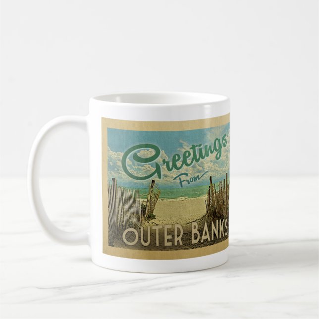Außenbanks Beach Vintage Reise Kaffeetasse (Links)