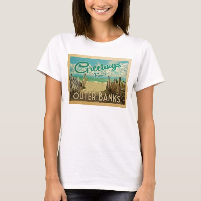 Außenbanks Beach Vintage Reise T-Shirt (Vorderseite)