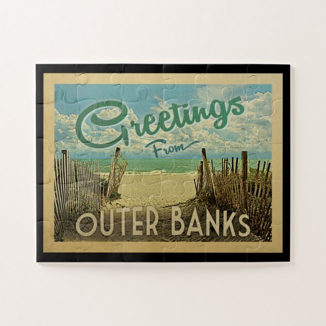 Außenbanks Jigsaw Puzzle Beach Vintage Reisen (Horizontal)