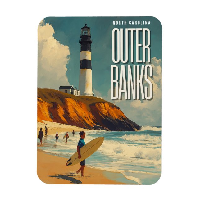 Außenbanks NC Vintage Travel Magnet (Vertikal)