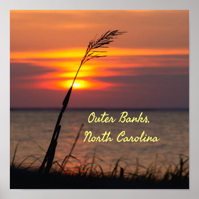 Außenbanks North Carolina Beach Sunset Orange Sky Poster (Vorne)