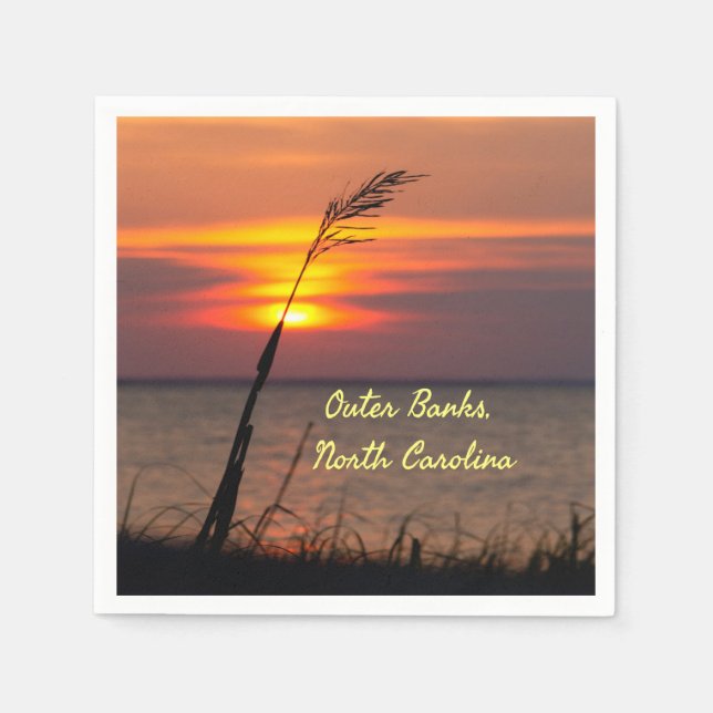 Außenbanks North Carolina Beach Sunset Orange Sky Serviette (Vorderseite)