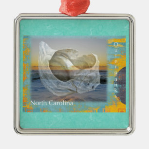 Außenbanks North Carolina Seashell & Surf Silbernes Ornament