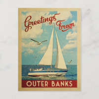 Außenbanks Postcard Sailboat Retro North Carolina