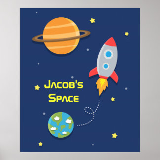Außenbereich, Raketenschiff, Kinderzimmer Poster