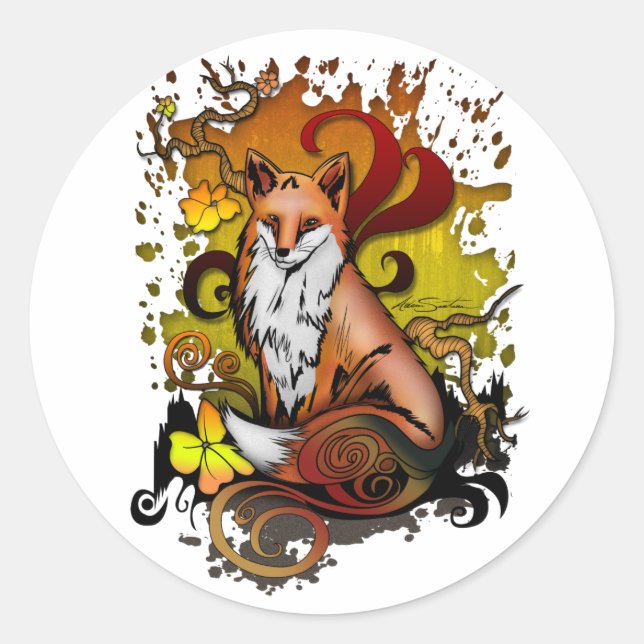 Außenfuchs Runder Aufkleber (Vorderseite)