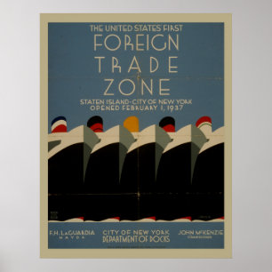 Außenhandelszone Vintage Poster