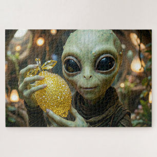 Außenirdischer Alien und kristalline Zitrone