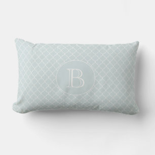 Außenkissen   Blaues Quatrefolienmuster Monogramm Kissen Für Draußen