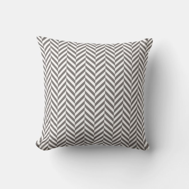 Außenkissen | Graues Herringbone-Muster Kissen (Vorderseite)