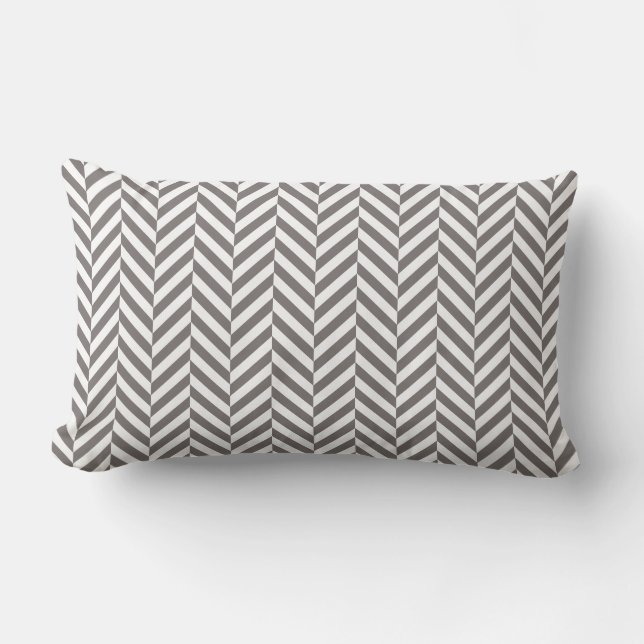 Außenkissen | Graues Herringbone-Muster Kissen Für Draußen (Vorderseite)