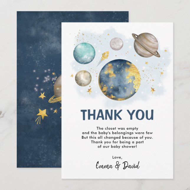 Außenraum Galaxy Babydusche Vielen Dank (Vorne/Hinten)