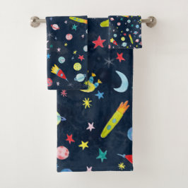 Außenraummuster UFO Farbe Badhandtuch Set