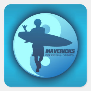 Außenseiter - halbes Moon Bay (blau) Quadratischer Aufkleber