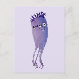 Aussenseiter-Quallen-lustiges Monster mit Gläsern Postkarte
